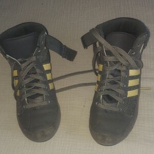 Adidas Men's Black and Yellow High-Top Sneakers